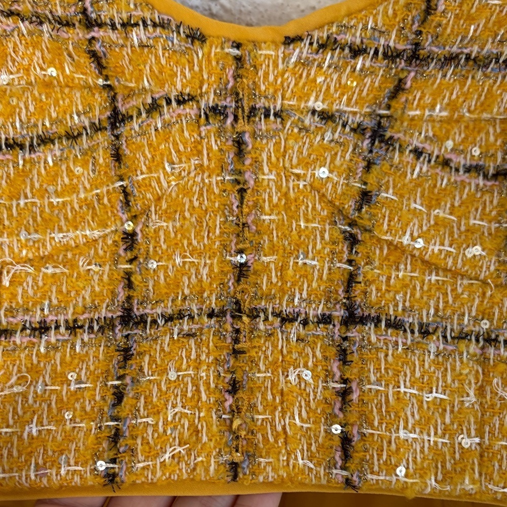 ASSIGNMENT Cady Top in Yellow tube top tweed crop strapless revolve sz M - Picture 6 of 7